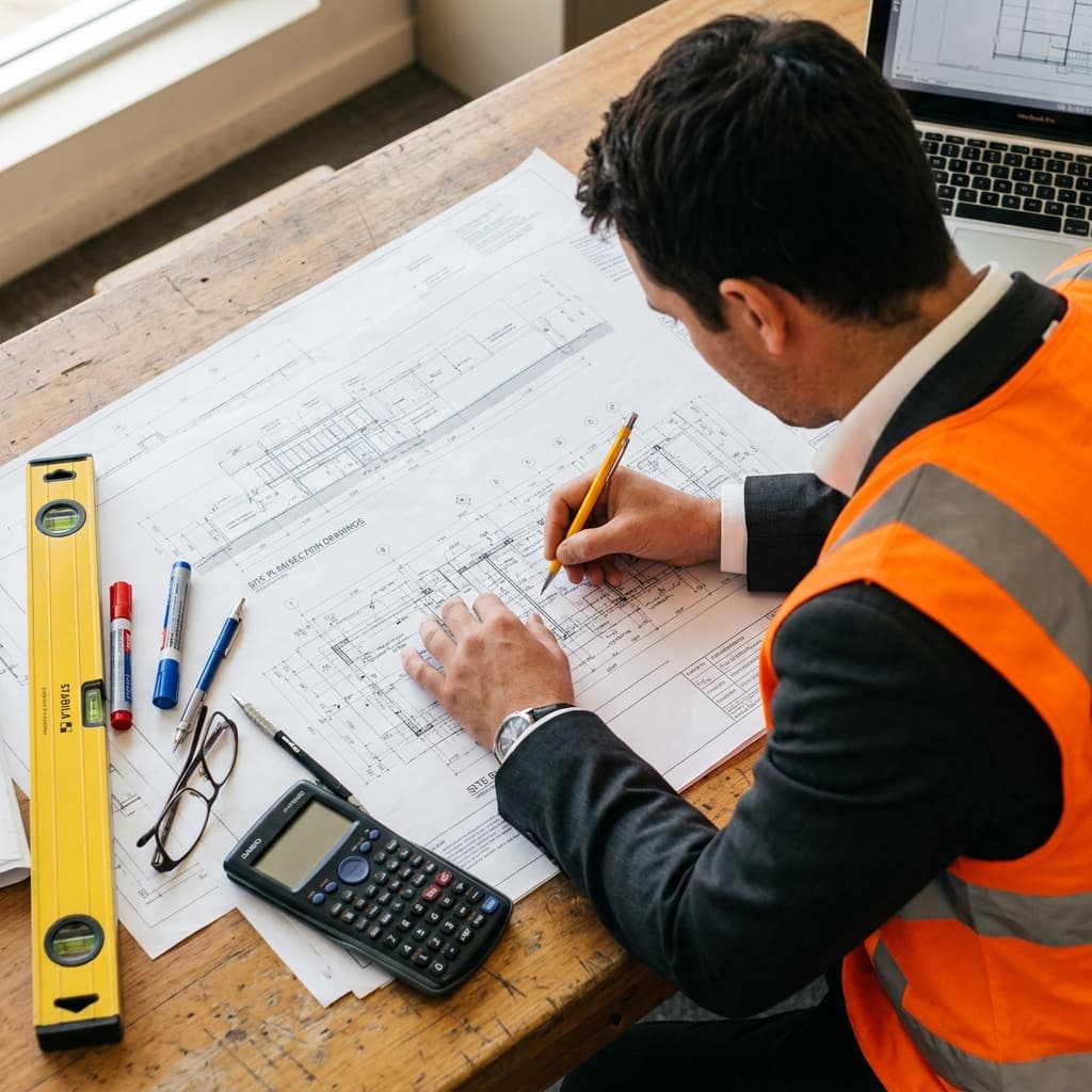 Ingénieur SOGUIFOR travaillant sur des plans